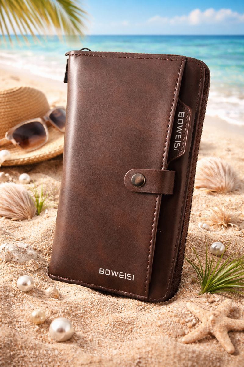 Premium Long Zip Wallet with Card Holder & Strap – Stylish Leather Wallet | Black & Brown