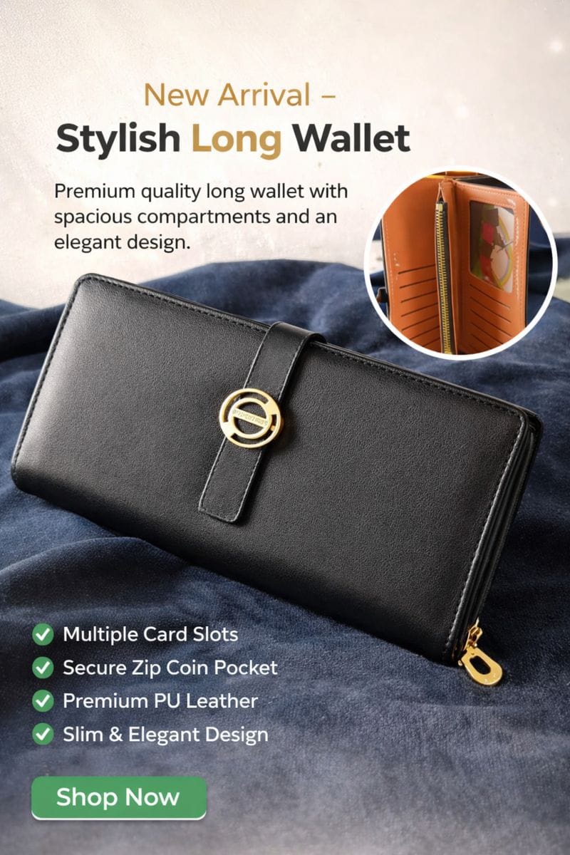Stylish Ladies Wallet with Button Lock | Multi Colors