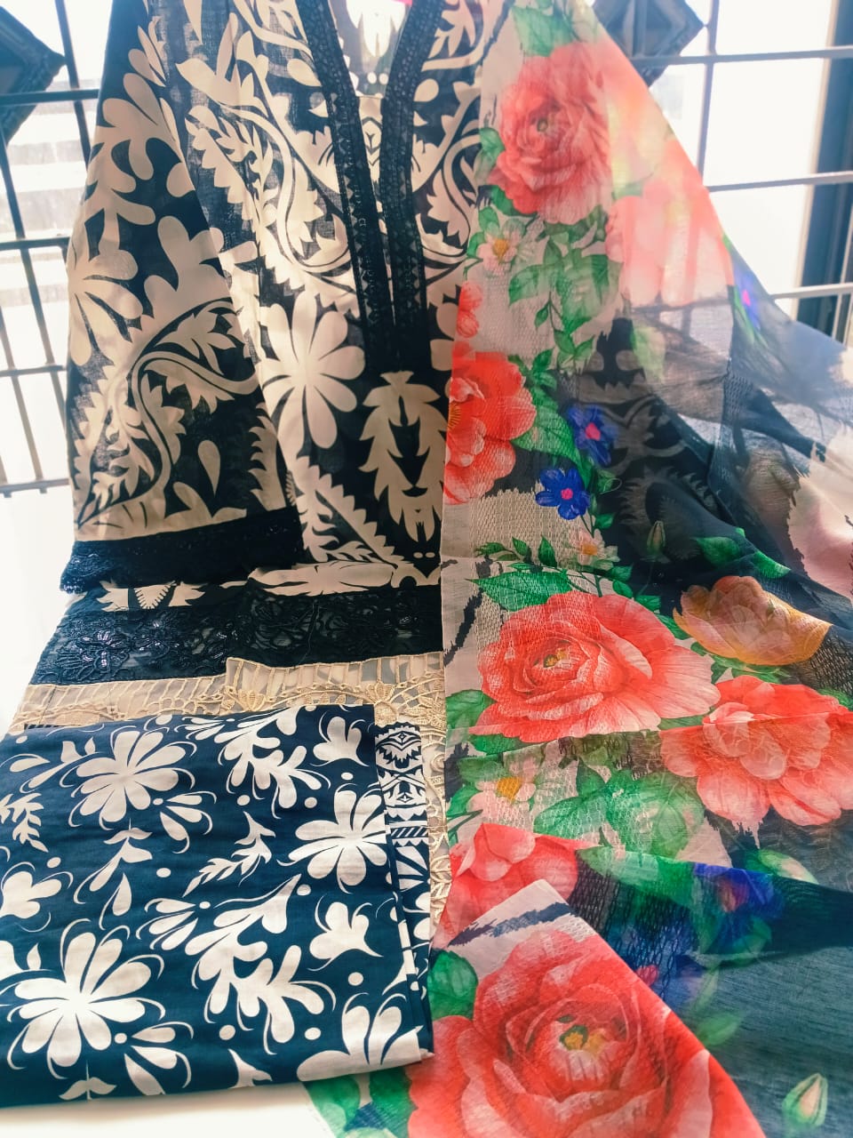 Black & Beige Embroidered 3 Piece Suit with Printed Dupatta – Luxury Pakistani Women Dress | AnayasFashion