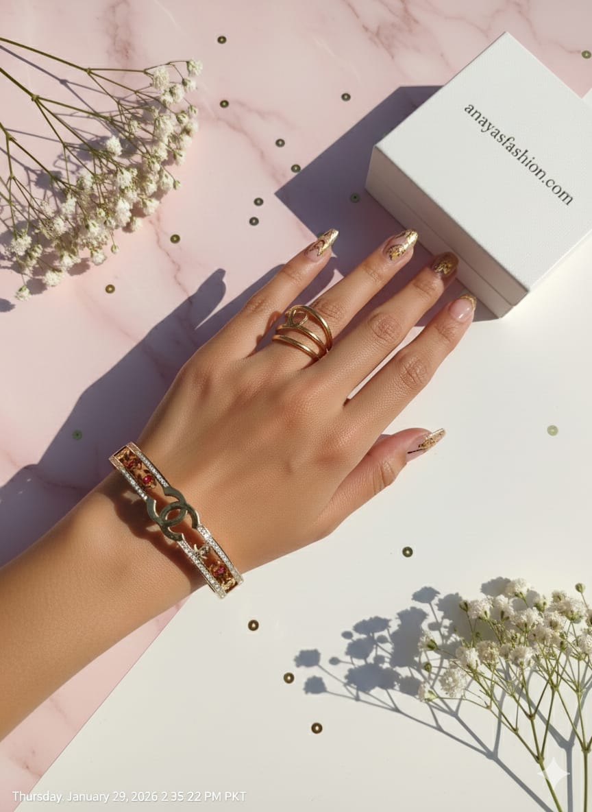 Gold Cuff Bracelet And Ring for Women | Luxury Statement Jewelry