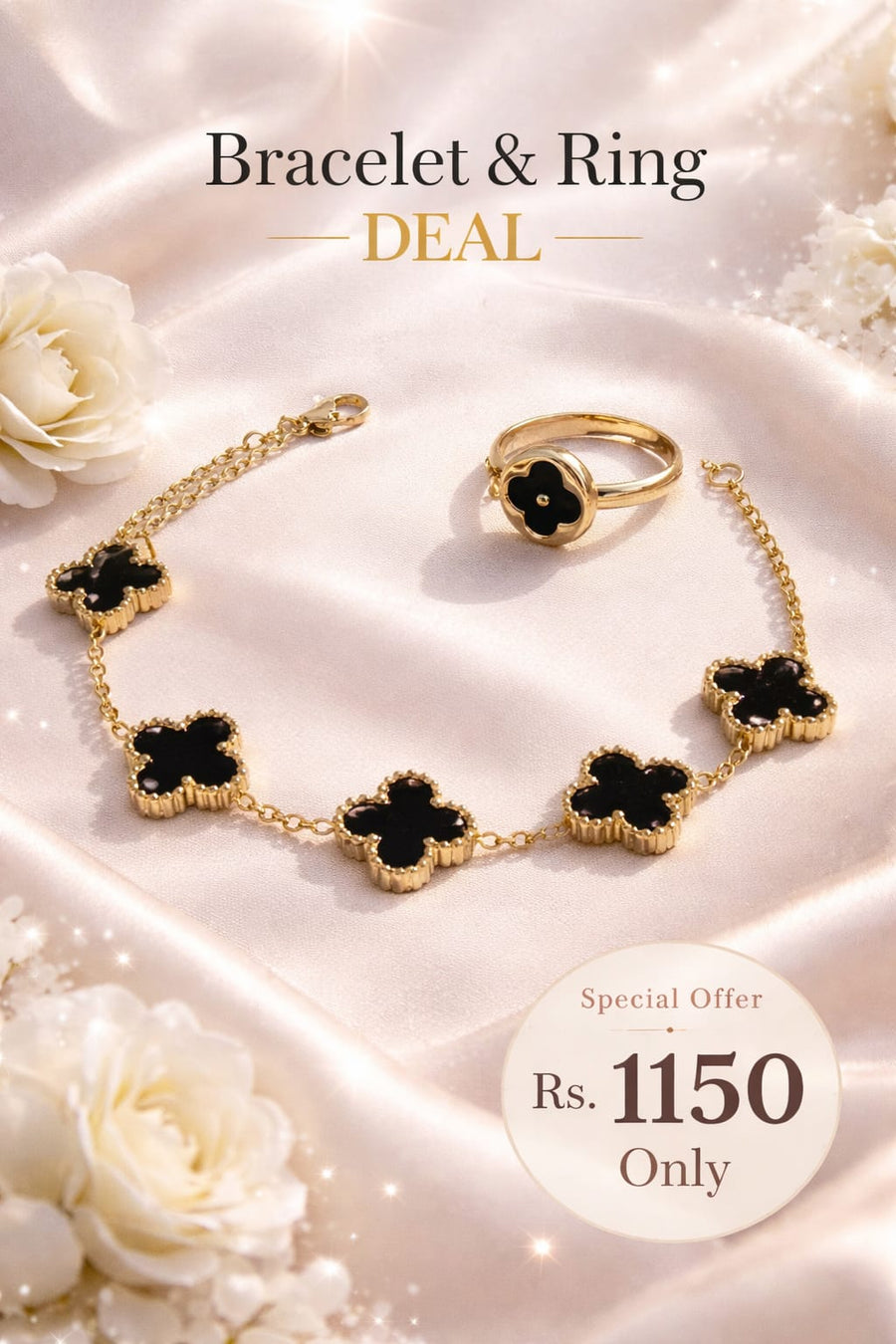 Gold Heart Charm Bracelet With Ring | Elegant Women’s Jewelry